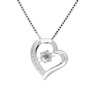 Necklace - 925 Sterling Silver - Heart - Crystal