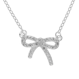 Necklace - 925 Sterling Silver - Ribbon - Crystal
