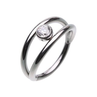 Segement Ring Piercing - Clicker - 2 Rings - Silver - Crystal