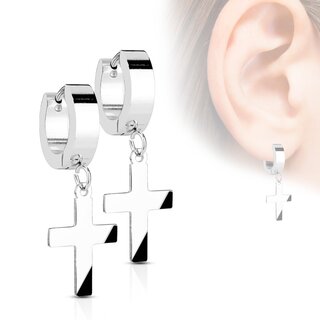 Hoop Earrings - Squared - Pendant - Cross