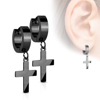Hoop Earrings - Squared - Pendant - Cross