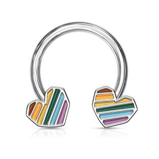 Circular Barbell - Hearts - Rainbow