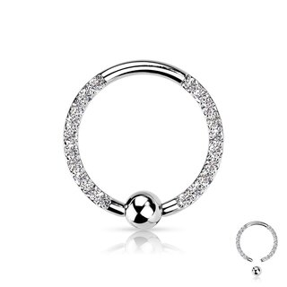 Ball Closure Ring - Titanium - Crystals