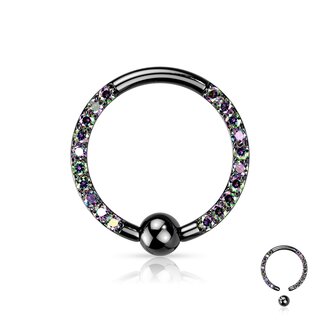 Ball Closure Ring - Titanium - Crystals