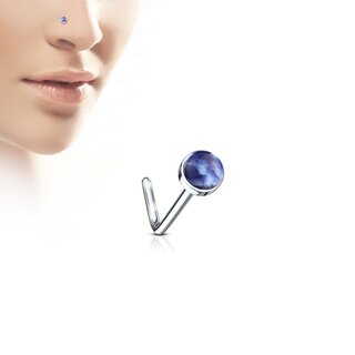 Nose Stud curved - Silver - Stone