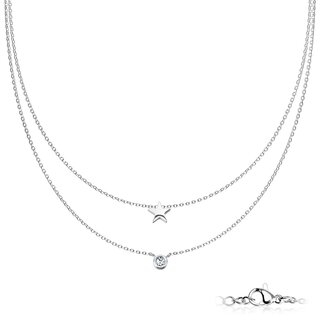 Necklace - 2 Rows - Crystal - Star