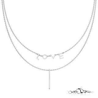 Necklace - 2 Rows - Love - Bar