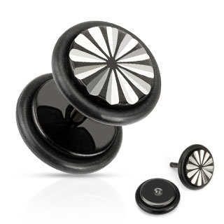 Fake Plug - Black - Engraving - Flower