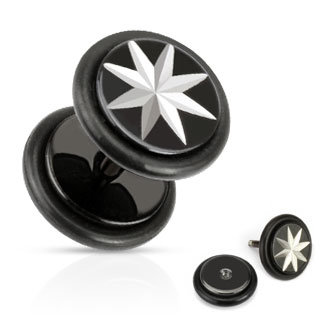Fake Plug - Black - Engraving - Star