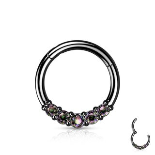 Segement Ring Piercing - Clicker - 5 Crystals