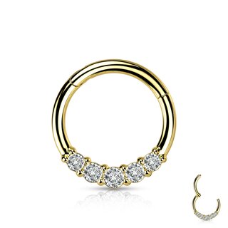 Segement Ring Piercing - Clicker - 5 Crystals