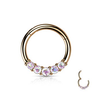 Segement Ring Piercing - Clicker - 5 Crystals