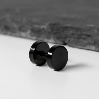 Piercing Fake Plug Set - Titanium - Black [3.] - 8 mm