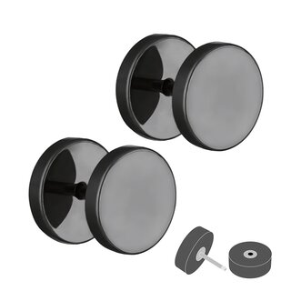 Piercing Fake Plug Set - Titanium - Black [4.] - 10 mm