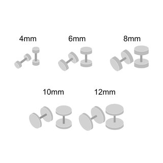 Piercing Fake Plug Set - Titanium - Silver [3.] 1.2 x 8 mm