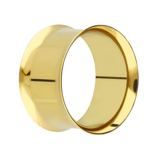 Gold Double Flare Steel Flesh Tunnel - 9 mm