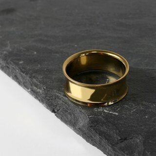 Gold Double Flare Steel Flesh Tunnel - 9 mm