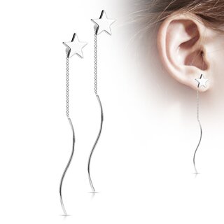 Threader Ear Stud - Chain - Star