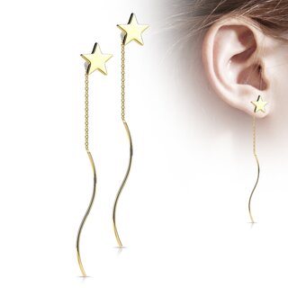 Threader Ear Stud - Chain - Star