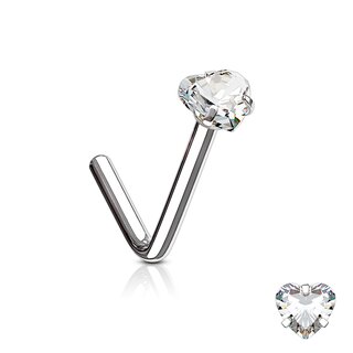 Nose Stud curved - Crystal - Heart