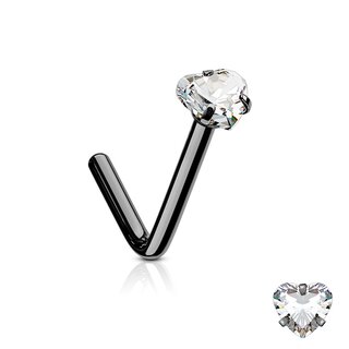 Nose Stud curved - Crystal - Heart