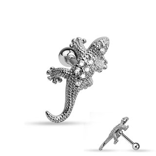 Barbell Piercing - Short - Lizard - Crystals