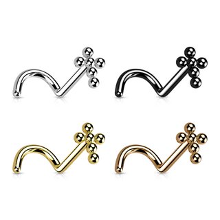 Nose Stud curved - Titanium - Cross - Balls