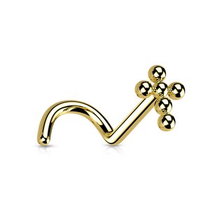 Nose Stud curved - Titanium - Cross - Balls