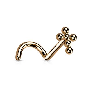 Nose Stud curved - Titanium - Cross - Balls