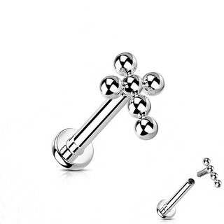 Labret Piercing - Titanium - Cross - Balls