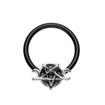 Ball Closure Ring - Steel - Black - Pentagram