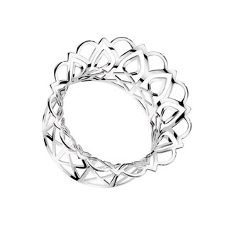 Flesh Tunnel - Steel - Silver - Grid - Ornament