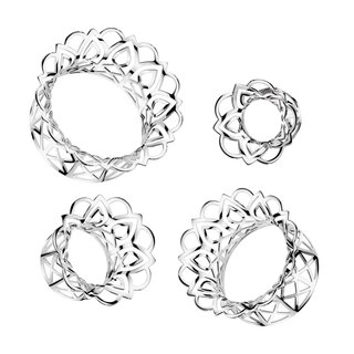 Flesh Tunnel - Steel - Silver - Grid - Ornament