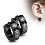 Hoop Earrings - Black - Crosses