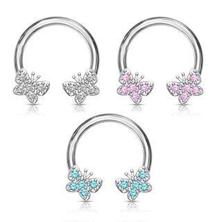 Circular Barbell - Silver - Butterflies