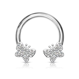 Circular Barbell - Silver - Butterflies