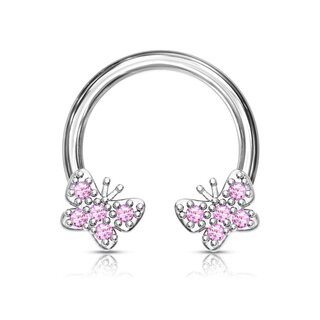 Circular Barbell - Silver - Butterflies