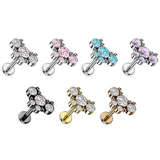 Labret Piercing - Steel - Butterfly - Crystals