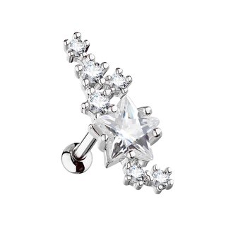 Barbell Piercing - Short - Steel - Crystals - Star