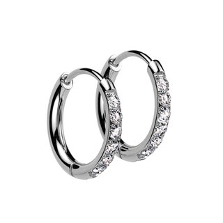 Hoop Earrings - Thin - Crystals