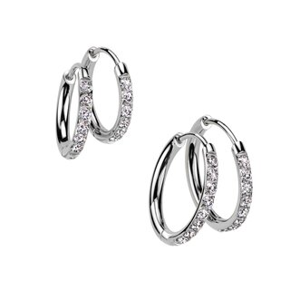 Hoop Earrings - Thin - Crystals