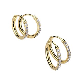 Hoop Earrings - Thin - Crystals