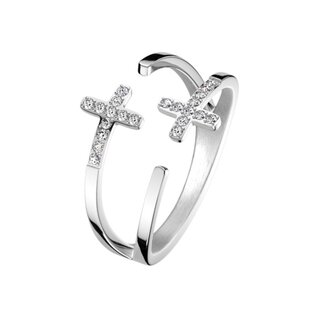 Ring - Steel - Silver - Crosses - Open