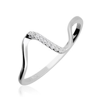 Ring - 925 Silver - Wave - Crystals
