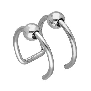 Ear Cuff - Silver - 2 Rings - Ball