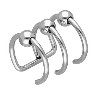 Ear Cuff - Silver - 3 Rings - Ball