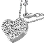 Necklace - Silver - Heart - Crystal - Clear