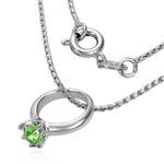 Necklace - Silver - Ring - Crystal - Green