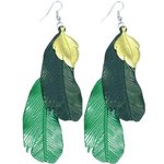 Dangle Earrings - Feather - Green