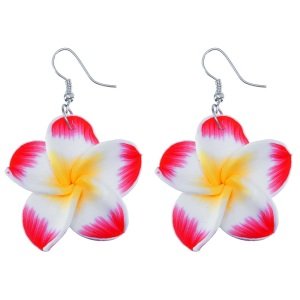 Dangle Earrings - Flower - Red